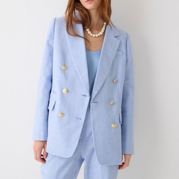 J. Crew Jackets & Blazers - J. Crew Women's Blue Stretch Linen Blend Long Sleeve Bristol Blazer Size 18